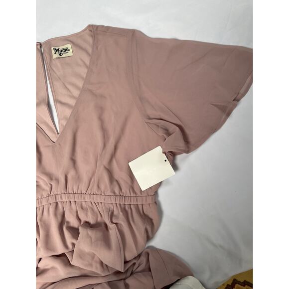 Show Me Your mumu Emily Empire Maxi Dress Neutral Mauve Chiffon Gown Classic - Picture 2 of 5